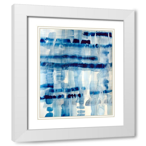 Indigo Stripes No. 1 White Modern Wood Framed Art Print with Double Matting by Bainbridge, Hope