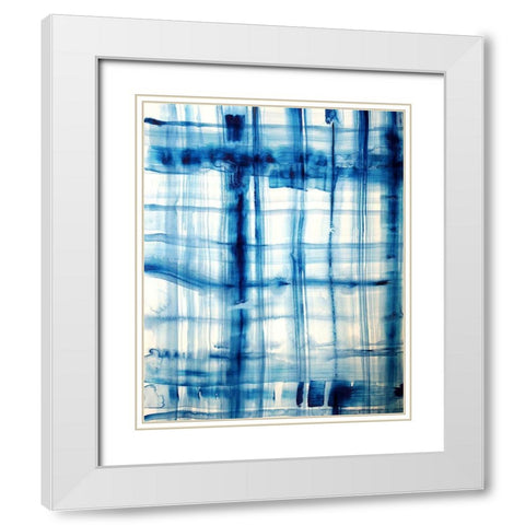 Indigo Stripes No. 2 White Modern Wood Framed Art Print with Double Matting by Bainbridge, Hope