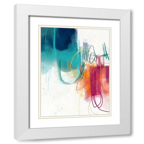 Turquoise No. 1 White Modern Wood Framed Art Print with Double Matting by Banerjee, Ishita
