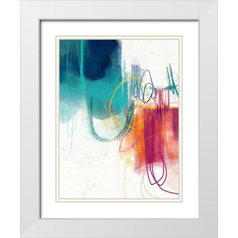 Turquoise No. 1 White Modern Wood Framed Art Print with Double Matting by Banerjee, Ishita