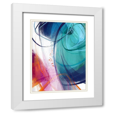 Turquoise No. 2 White Modern Wood Framed Art Print with Double Matting by Banerjee, Ishita