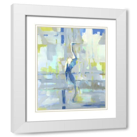 Bayou Heron White Modern Wood Framed Art Print with Double Matting by Broaderick, Kathleen
