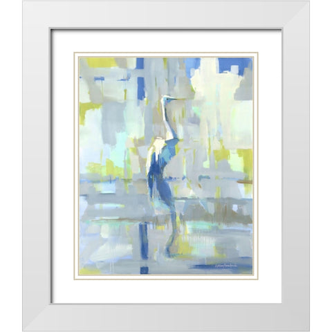 Bayou Heron White Modern Wood Framed Art Print with Double Matting by Broaderick, Kathleen