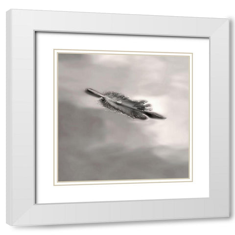 Feather on Liquid Sky White Modern Wood Framed Art Print with Double Matting by Bell, Nicholas