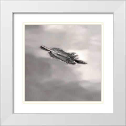 Feather on Liquid Sky White Modern Wood Framed Art Print with Double Matting by Bell, Nicholas