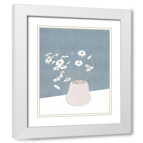 Daisy Still Life White Modern Wood Framed Art Print with Double Matting by Beeh, Katie