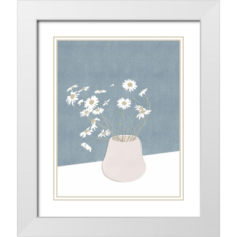 Daisy Still Life White Modern Wood Framed Art Print with Double Matting by Beeh, Katie