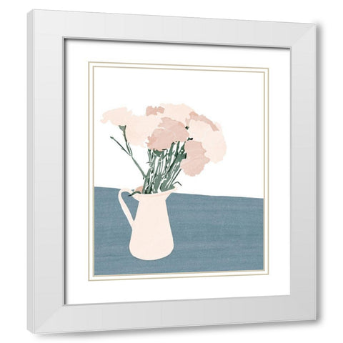 Floral No. 1 White Modern Wood Framed Art Print with Double Matting by Beeh, Katie