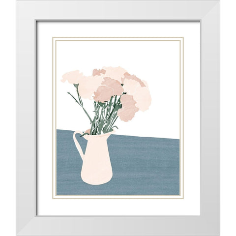Floral No. 1 White Modern Wood Framed Art Print with Double Matting by Beeh, Katie