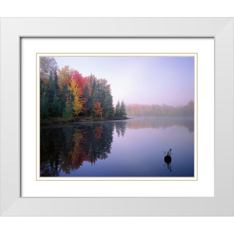 Foggy Morning Sunrise White Modern Wood Framed Art Print with Double Matting by Becia, Jim
