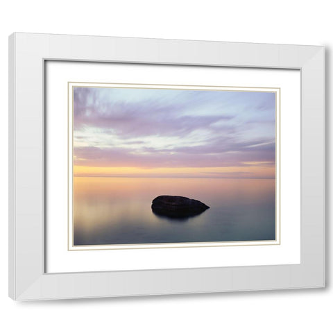 Rock at Sunset White Modern Wood Framed Art Print with Double Matting by Becia, Jim