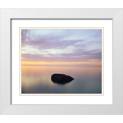 Rock at Sunset White Modern Wood Framed Art Print with Double Matting by Becia, Jim
