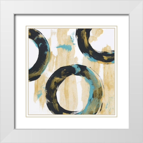 Float In Blue 1 White Modern Wood Framed Art Print with Double Matting by Baker, Bronwyn