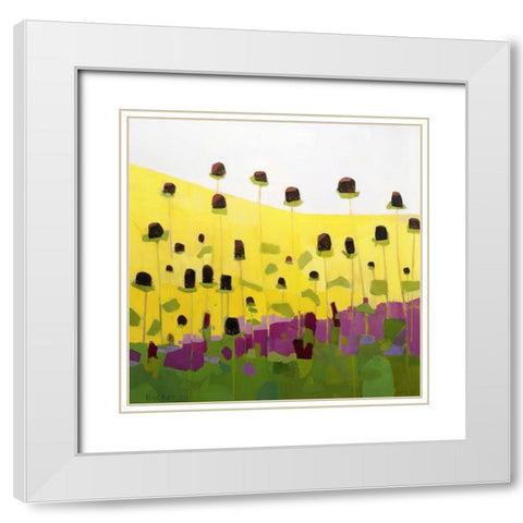 Coneflowers With Pink White Modern Wood Framed Art Print with Double Matting by Becker, Anne