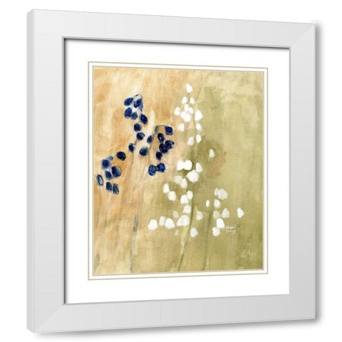 Floral with Bluebells and Snowdrops No. 1 White Modern Wood Framed Art Print with Double Matting by Bragg, Janel