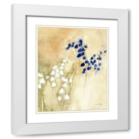 Floral with Bluebells and Snowdrops No. 2 White Modern Wood Framed Art Print with Double Matting by Bragg, Janel