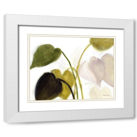 Philodendron in Rosy Greens No. 1 White Modern Wood Framed Art Print with Double Matting by Bragg, Janel