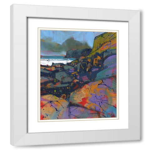 Morfa Cove Rocks White Modern Wood Framed Art Print with Double Matting by Bailey, Paul