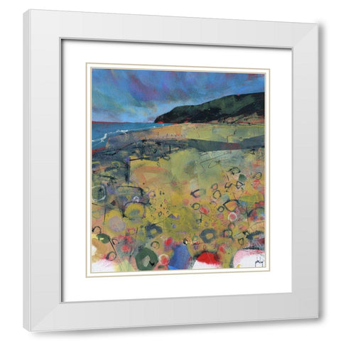 Penbryn Beach White Modern Wood Framed Art Print with Double Matting by Bailey, Paul