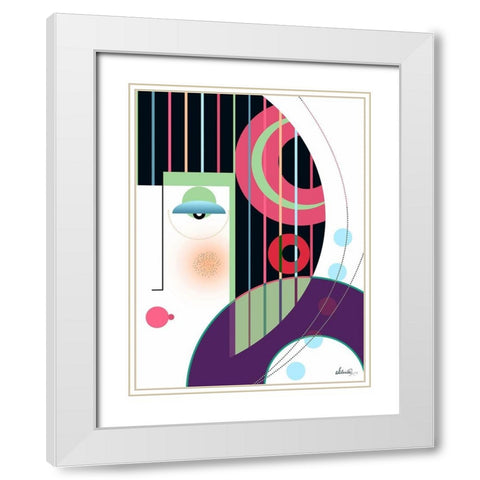 Geisha White Modern Wood Framed Art Print with Double Matting by Banerjee, Ishita