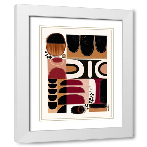 Phylatic -Tribal Tapestry White Modern Wood Framed Art Print with Double Matting by Banerjee, Ishita