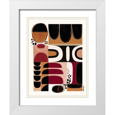 Phylatic -Tribal Tapestry White Modern Wood Framed Art Print with Double Matting by Banerjee, Ishita
