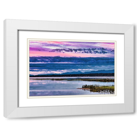 Komoks Harbour Fish Traps White Modern Wood Framed Art Print with Double Matting by Burdick, Chuck