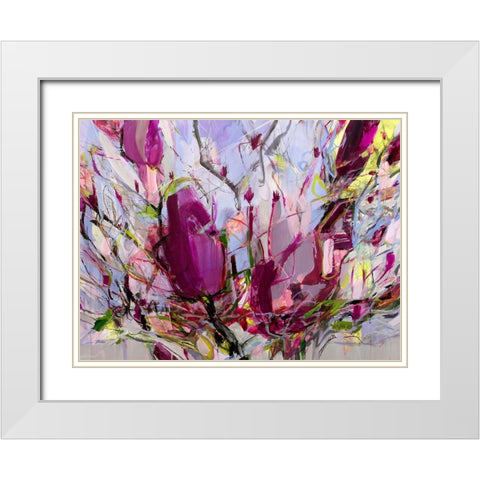 Magnolia Blossoms White Modern Wood Framed Art Print with Double Matting by Bujna, Kati