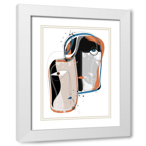 Duo Faces White Modern Wood Framed Art Print with Double Matting by Banerjee, Ishita
