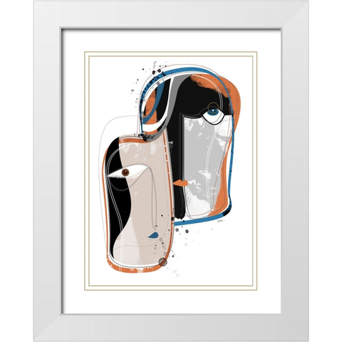 Duo Faces White Modern Wood Framed Art Print with Double Matting by Banerjee, Ishita