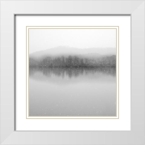 Snowfalls; Clinch River White Modern Wood Framed Art Print with Double Matting by Bell, Nicholas