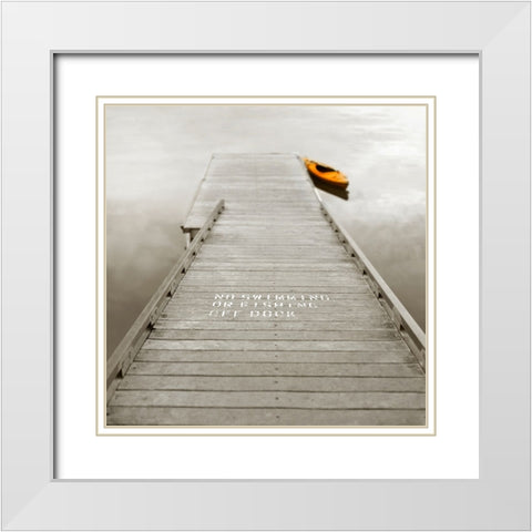 No Swimming White Modern Wood Framed Art Print with Double Matting by Bell, Nicholas