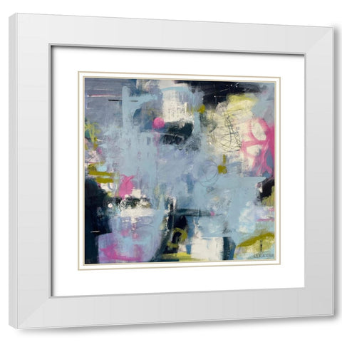 Midnight Stars White Modern Wood Framed Art Print with Double Matting by Blackerby, Linda S.
