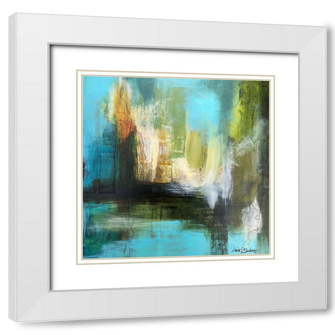 Aqua Serenity 3 White Modern Wood Framed Art Print with Double Matting by Blackerby, Linda S.