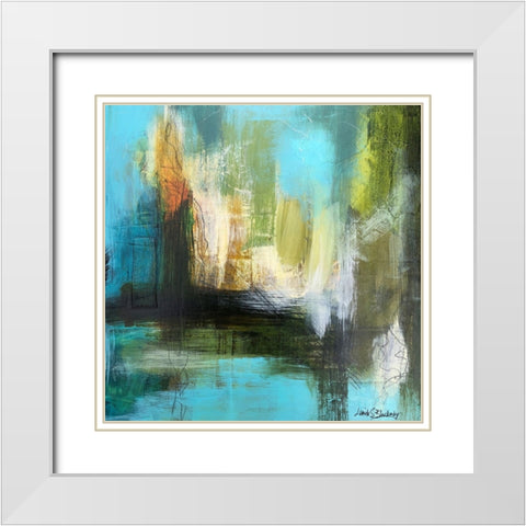 Aqua Serenity 3 White Modern Wood Framed Art Print with Double Matting by Blackerby, Linda S.