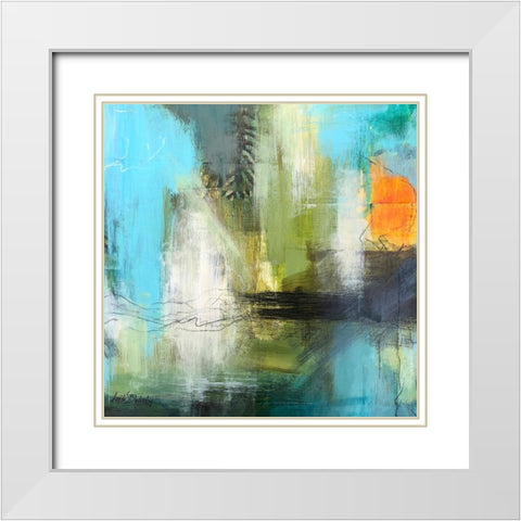 Aqua Serenity 2 White Modern Wood Framed Art Print with Double Matting by Blackerby, Linda S.