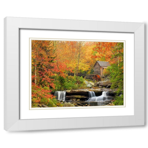 Autumn Splendor White Modern Wood Framed Art Print with Double Matting by Carmel, Elizabeth