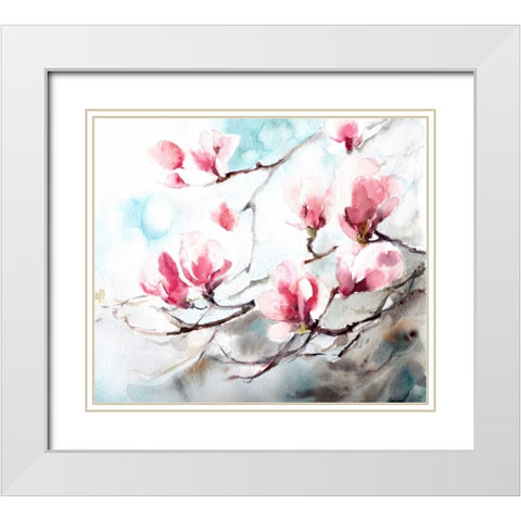 Magnolia - Spring White Modern Wood Framed Art Print with Double Matting by CanotStop