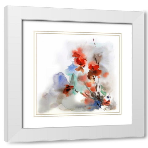 Fall Flowers White Modern Wood Framed Art Print with Double Matting by CanotStop