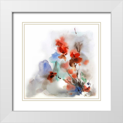 Fall Flowers White Modern Wood Framed Art Print with Double Matting by CanotStop