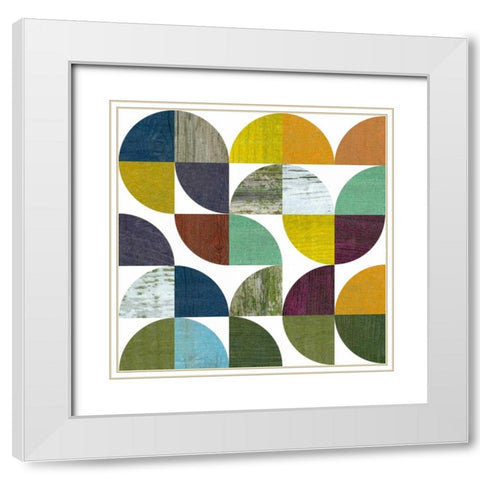 Rustic Rounds 3.0 White Modern Wood Framed Art Print with Double Matting by Calkins, Michelle