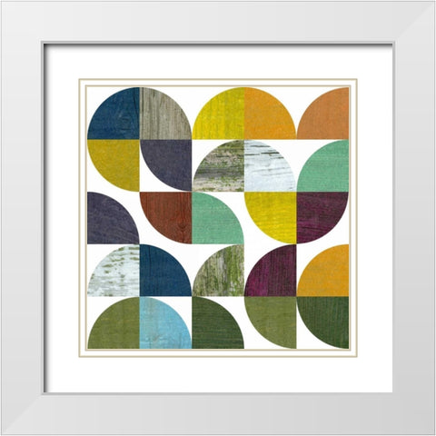Rustic Rounds 3.0 White Modern Wood Framed Art Print with Double Matting by Calkins, Michelle