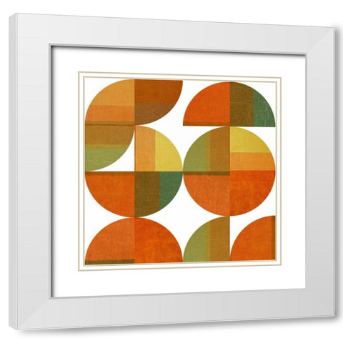 Four Suns Quartered White Modern Wood Framed Art Print with Double Matting by Calkins, Michelle