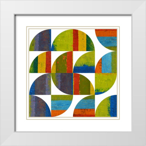 Quarter Rounds 2.0 White Modern Wood Framed Art Print with Double Matting by Calkins, Michelle
