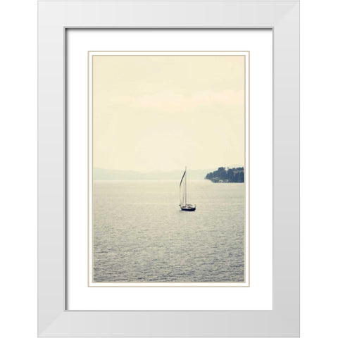 Hazy Sea White Modern Wood Framed Art Print with Double Matting by Coomes, Sylvia