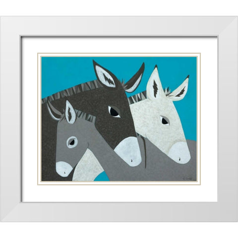 Donkey Family White Modern Wood Framed Art Print with Double Matting by Craig, Casey