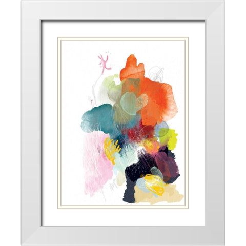 Playful World White Modern Wood Framed Art Print with Double Matting by Christine, Niya