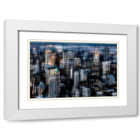 Downtown at Night White Modern Wood Framed Art Print with Double Matting by Cmarits, Hannes