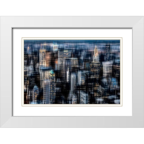 Downtown at Night White Modern Wood Framed Art Print with Double Matting by Cmarits, Hannes