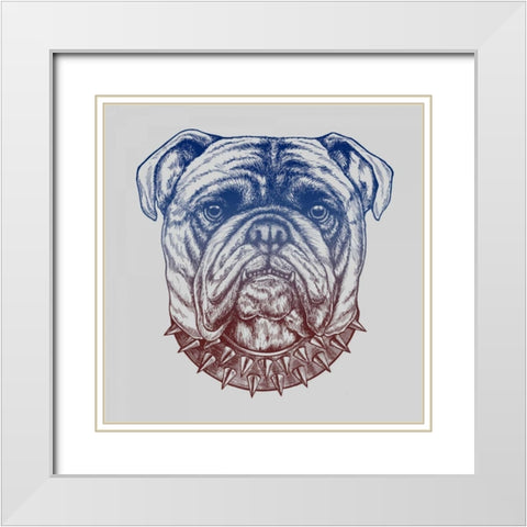 Gritty Bulldog White Modern Wood Framed Art Print with Double Matting by Caldwell, Rachel